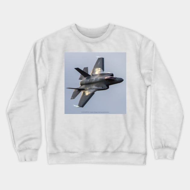 F-35A Pulling Vapor At Dusk Crewneck Sweatshirt by acefox1